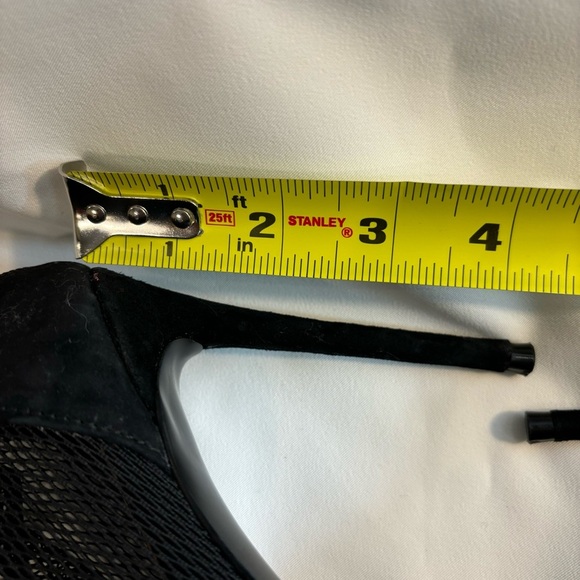 STEVE MADDEN Sz 8.5 Vielo Heels Mesh Wrapped Back Zipper Pointy Toe Black Suede - Picture 7 of 10